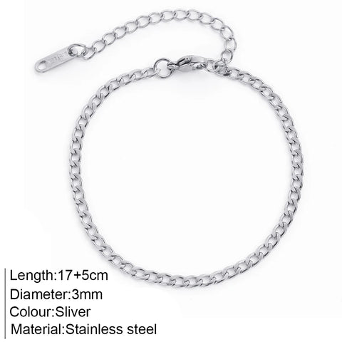 Women's High-end Stainless Steel Bracelets Box Chain Clip Bead Chain Fashion
