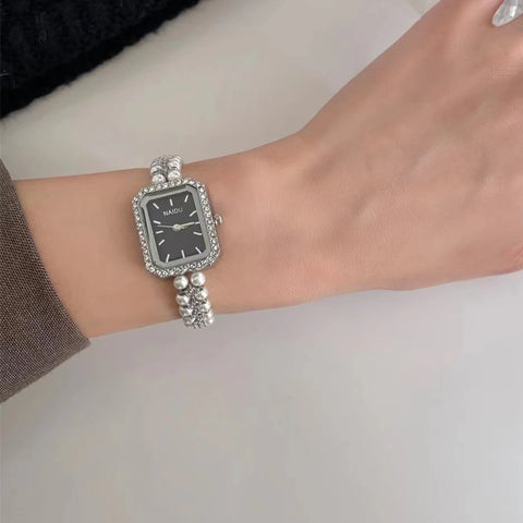 Pearl Studded Strap Women Watch Luxury Ladies Gift Bracelet Watch