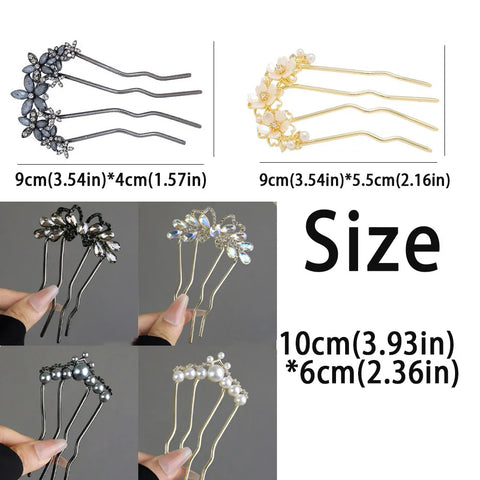 Women Elegant Style Metal Forks Vintage Pearl Hairpins