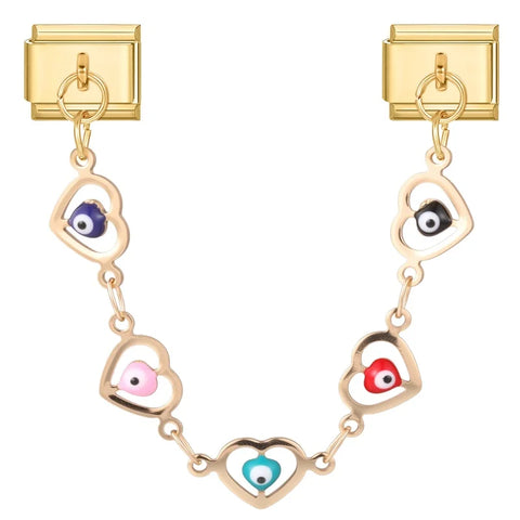 Golden Chain Heart Flowers Butterfly Charm Link