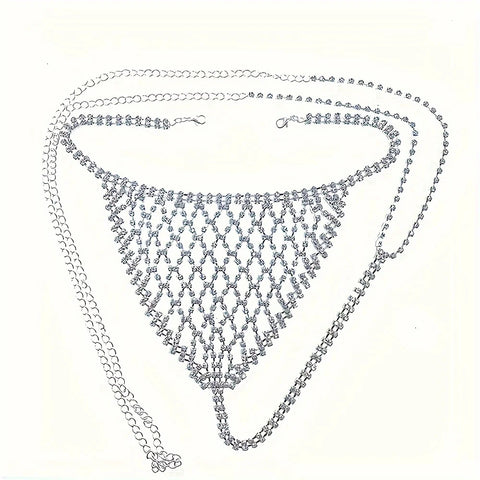Fashion Hollow Rhinestone  Bra and Thong Set