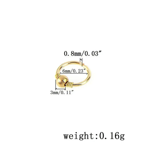 Sexy Rose Gold Silver Plated Round Hoop Beads Nose Ring Stud Nose Hoop Piercing