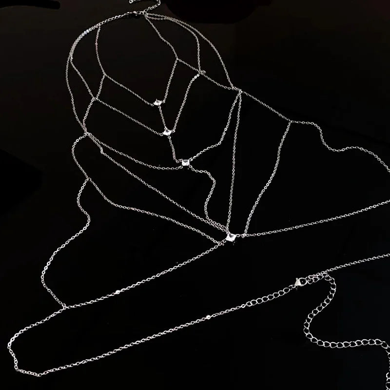 Luxury Square Crystal Chest Chain for Women