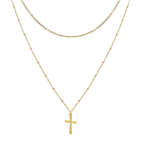 Catholic Church Jesus Necklaces Stainless Steel Multi Layered Cross Choker Necklace