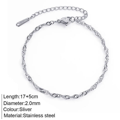 Women's High-end Stainless Steel Bracelets Box Chain Clip Bead Chain Fashion