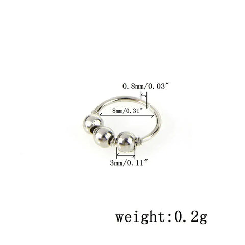 Sexy Rose Gold Silver Plated Round Hoop Beads Nose Ring Stud Nose Hoop Piercing