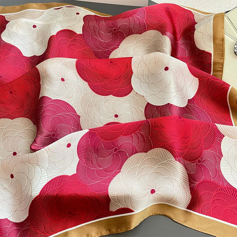 Print Silk Square Scarf Women Soft Satin Horse Hairband Neckerchief