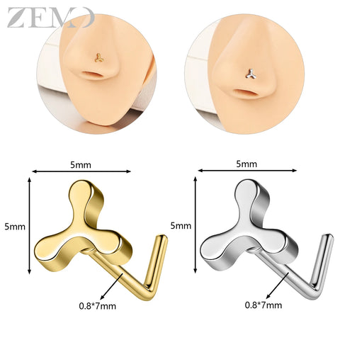 Girls Cubic Zircon Nose Studs Flower Star Heart Nostril Piercings Jewelry