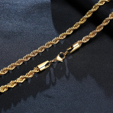 Vnox Dainty Gold Color Rope Chain Necklaces for Women Men,Chic Twisted Collar