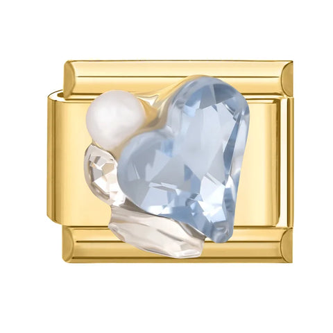 Golden Heart Butterfly Sun Flower Pearl Zircon Italian Charm Links