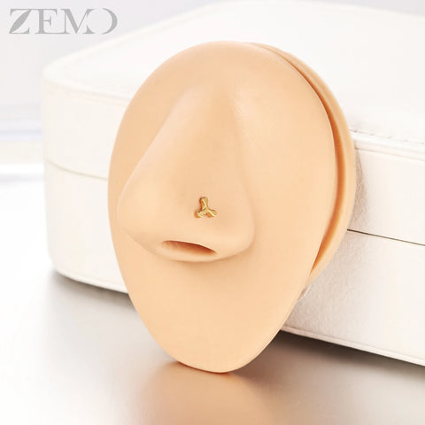 Girls Cubic Zircon Nose Studs Flower Star Heart Nostril Piercings Jewelry