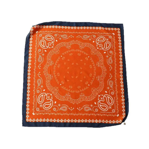 Plaid Flower Print Scarves With Magnetic Buckle Square Cotton and Linen Neck Wraps