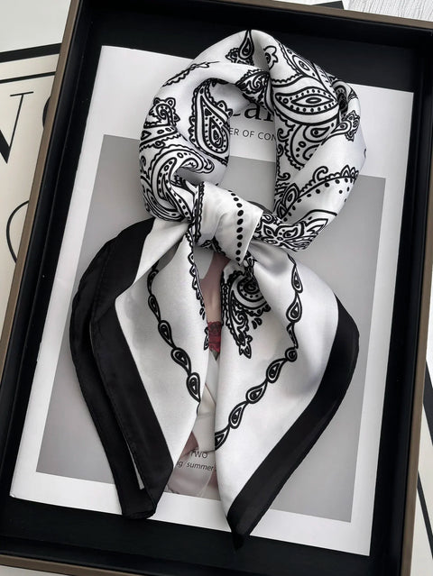 Vintage Chain Print Satin Square Scarf Soft Lightweight Women’s Fashion Accessory