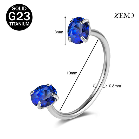 Titanium Steel Horseshoe Nose Rings Double CZ Crystal Screw Septum Rings Helix