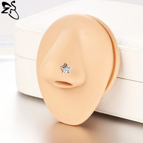 Stainless Steel Nose Ring 7MM L Rod Nose Stud Moon butterfly Shape Pendant Earring Helix
