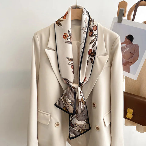 Women Fashion Luxury Long Narrow Small Silk Scarves Ladies Headband Headscarve