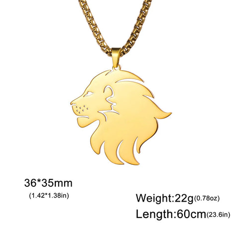 Punk Lion Head Pendant Necklace for Women Men Rock Hip Hop Animal Charms Choker
