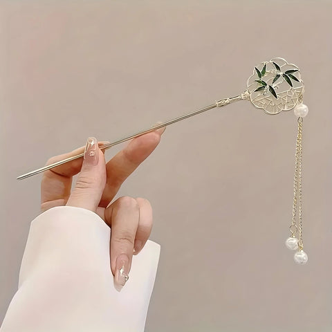 Elegant Chinese Style Hair Clip Tassel Hair Stick Traditional Floral Design