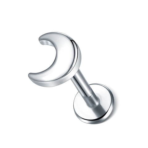 Steel Moon Lighting Labret Bar Rings Crystal Flower Tragus Cartilage Piercing