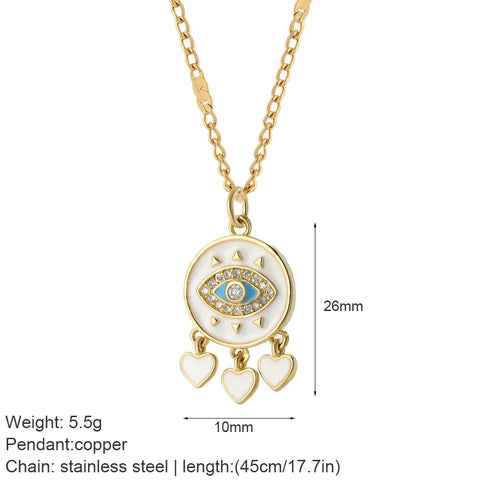Heart Evil Blue Eye Sun Necklace for Women Cute Dog Bee Elephant Gold Color Pendant