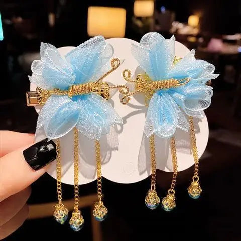 Chinese Hanfu Vintage Dress Headwear Long Tassels Hair Clip Noiva Jewelry