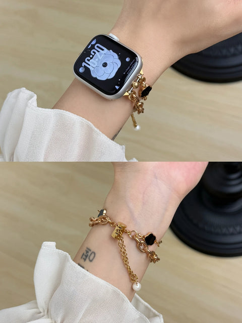 New Beads Metal Link Strap For Apple Watch Band For Women 38mm 40mm 41mm 42mm 44mm 45mm 46mm 49mm