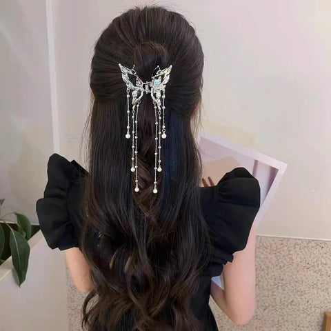 AWAYTR Butterfly Pearl Tassel Shark Crab Clips Girls Hairpin Hair Accessories