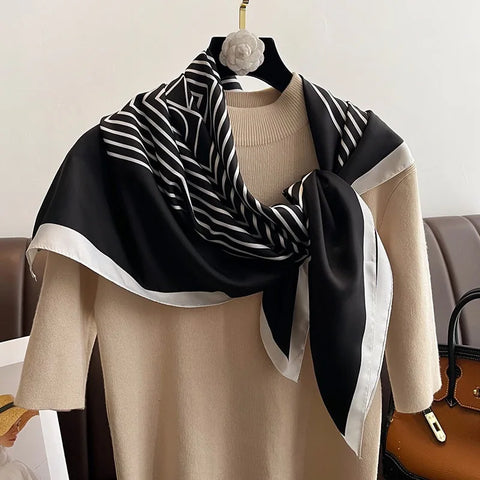 90*90cm Silk Scarf Scarftop Headwraps For Woman Fashion Four Seasons Hair Accessories