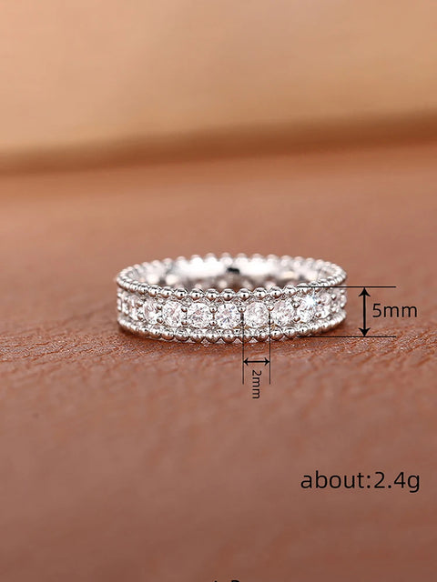 Sterling Silver Simple Classic Gorgeous Round Zircon Ring For Women Engagement Wedding