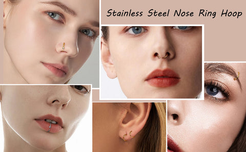 Stainless Steel Nose Rings for woman Hoop Nose Ring Earring CZ Body Ear Piercing Jewelry