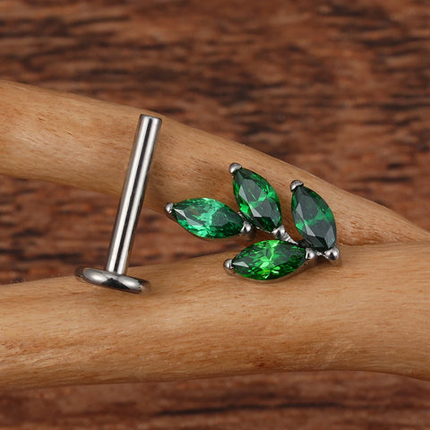 Titanium 16G Marquise CZ Leaf Shaped Cartilage Helix Conch Lobe Ear Piercing