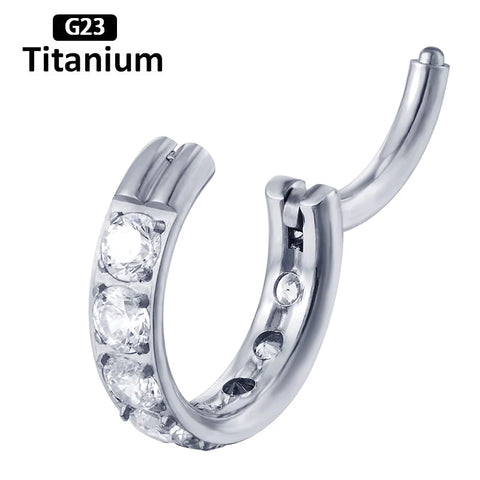 Titanium Piercing Hinged Segment Septum Hoop Nose Rings Clicker