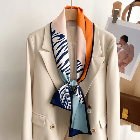 Women Fashion Luxury Long Narrow Small Silk Scarves Ladies Headband Headscarve