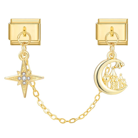 Golden Chain Heart Flowers Butterfly Charm Link