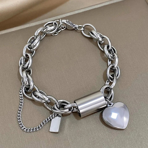 Punk Chunky Double Thick Chain Stainless Steel Bracelets for Women