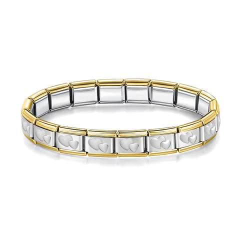 Women's 9mm Itanlian Elastic Star Heart Flower Charms Fashion Stainless Steel Bracelet Jewelry Gift ST-HUA