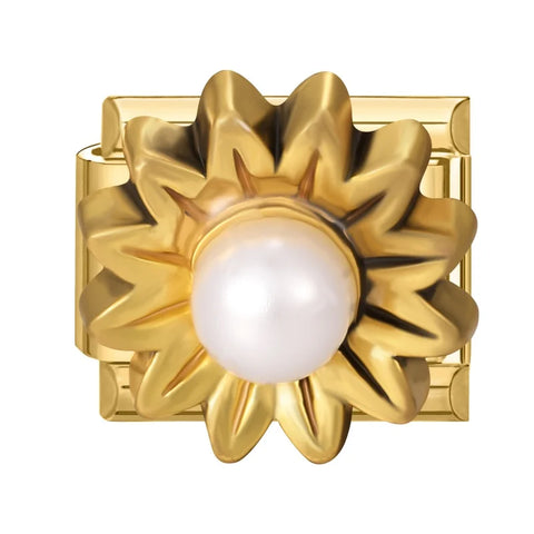 Golden Heart Butterfly Sun Flower Pearl Zircon Italian Charm Links
