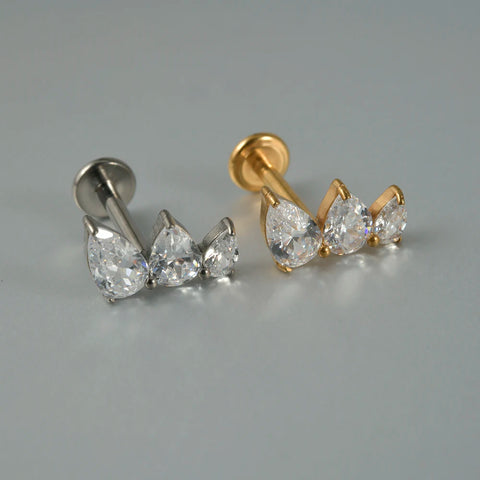 Zircon G23 Solid Titanium Cartilage Earrings Stud 16G Internally Threaded Cz Cluster Helix