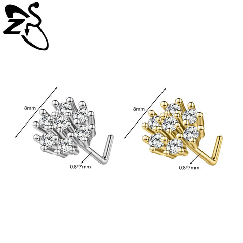 Stainless Steel Nose Ring 7MM L Rod Nose Stud Moon butterfly Shape Pendant Earring Helix