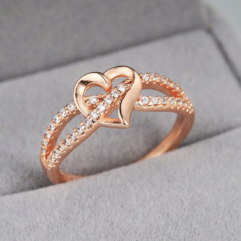 Romantic Infinity Heart Love Rings For Women Wedding Engagement Couple Rings