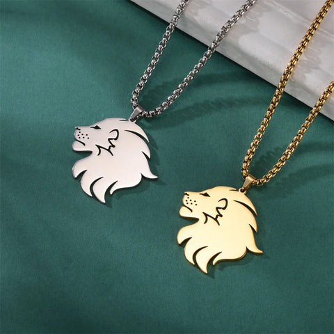Punk Lion Head Pendant Necklace for Women Men Rock Hip Hop Animal Charms Choker