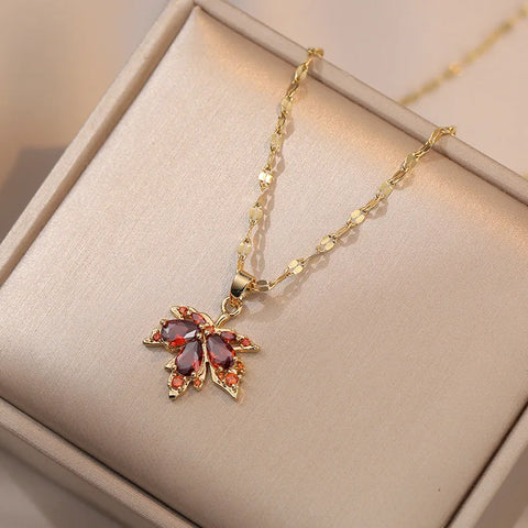 Exquisite Micro Inlaid Zircon Butterfly Tassel Necklace For Women