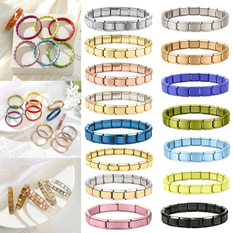 Women Men's High Quality Stainless Steel DIY 9MM Width Italian Elastic Charm Bracelet