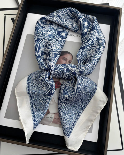 Vintage Chain Print Satin Square Scarf Soft Lightweight Women’s Fashion Accessory