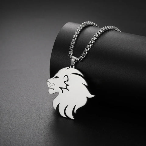 Punk Lion Head Pendant Necklace for Women Men Rock Hip Hop Animal Charms Choker