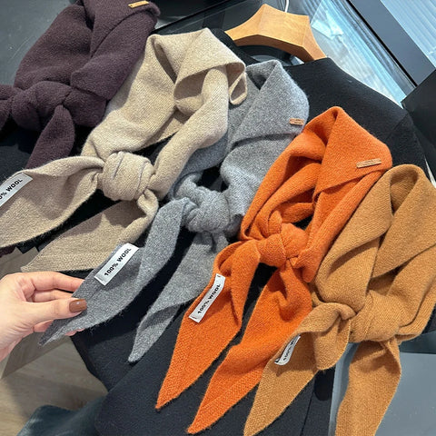Triangle Scarf 100% Wool Triangular Scarves Women Headscarf