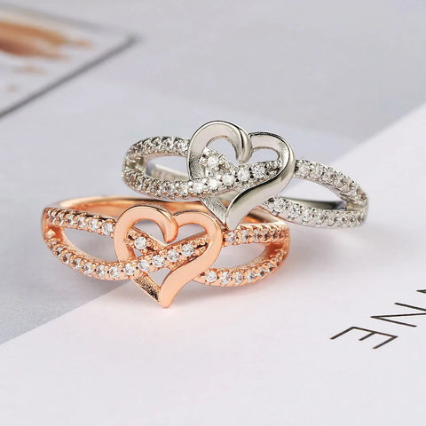 Romantic Infinity Heart Love Rings For Women Wedding Engagement Couple Rings