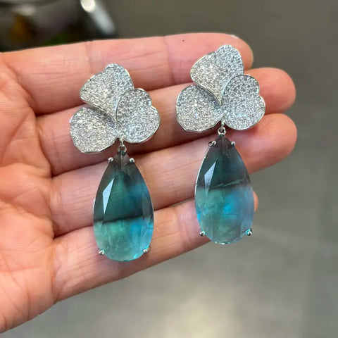 Bilincolor Fashion Cubic Zirconia Orange Oval Drop Earring for Women