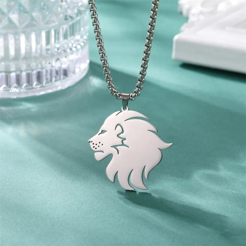Punk Lion Head Pendant Necklace for Women Men Rock Hip Hop Animal Charms Choker