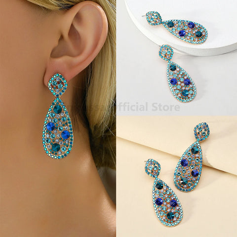 Women's Crystal Pendant Earrings Fashionable  Droplet Shaped